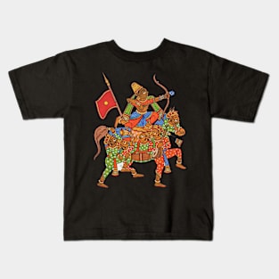 "Ashwa purush" Horse formation by men, Indian folk art design Kids T-Shirt